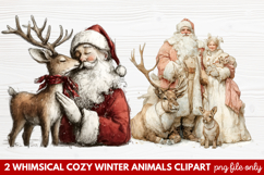 Whimsical Cozy Winter Animals Clipart | Cute Winter Wildlife Product Image 1