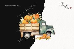 Watercolor Vintage Truck and Pumpkins Clipart | Fall PNG Product Image 2
