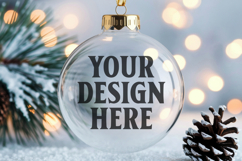 Christmas Acrylic Ornament Mockups | Round Clear Acrylic Orn Product Image 1