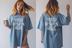 Comfort Colors 1717 Blue Jean Front &amp; back T shirt mockups Product Image 1