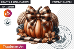 Cozy Cottage Coquette Pumpkin bow PNG Boho autumn clipart Product Image 1