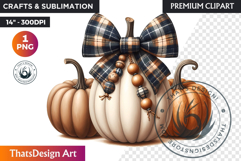 Cozy Cottage Coquette Pumpkin bow PNG Boho autumn clipart Product Image 1