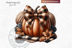 Cozy Cottage Coquette Pumpkins with bow PNG Set, Boho autumn Product Image 5