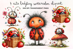 Cute Ladybug Watercolor Clipart PNG Product Image 1