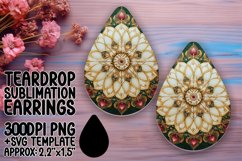 Trendy Teardrop Earrings Artwork for Sublimation , Mandala Product Image 1