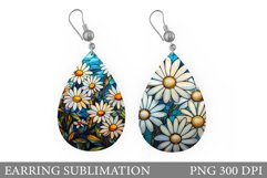 Stained Glass Daisy Earring. Flowers Teardrop Earring Design Product Image 1