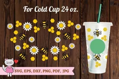 Honey bee svg ,Daisy svg for Full Wrap Venti Cold Cup 24 oz Product Image 1