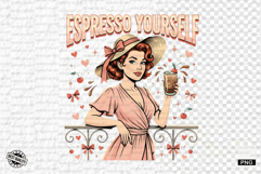 Coquette Summer Girl &amp; Coffee PNG Product Image 1