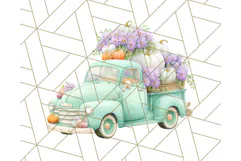 Vintage Truck Pumpkin and Fall Flowers PNG Clipart, Autumn Product Image 3