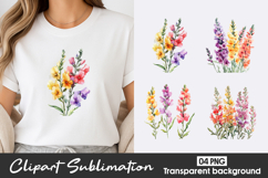 Colorful Wildflower Watercolor Clipart PNG Product Image 1