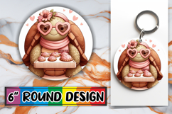 Sweet Sublimation Circle Keychain, Turtle Product Image 1