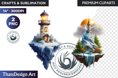 Watercolor Winter Landscape Snowy Cabin Illustration png Product Image 1