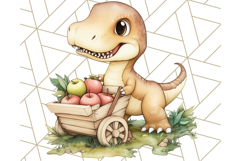 Fall Dinosaur PNG Clipart with Autumn Elements, Cute Dino Product Image 3