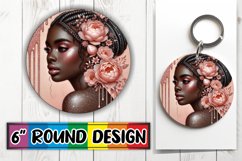Playful Circle Keychain Sublimation, Afro Girl Product Image 1