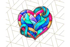 Stained Glass Hearts and Butterflies Clipart PNG Product Image 3