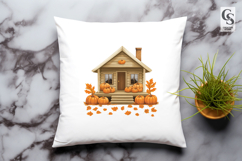 Autumn Pumpkin House Clipart Sublimation PNG Product Image 3