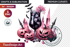 Gothic Halloween Drinks Pink and Black Sublimation clipart Product Image 1