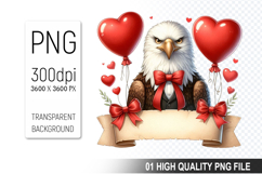Cute Eagle Clipart PNG, Valentine&#039;s Day Animal PNG File Product Image 1