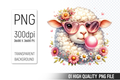 Cute Sheep , Animal Sublimation Clipart PNG Product Image 1