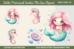 Little Mermaid Under The Sea Clipart PNG Product Image 1