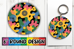 Bright Keychain Sublimation Circle, Funky Pattern Product Image 1