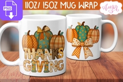 Thanksgiving mug wrap PNG, Fall mug template Product Image 2