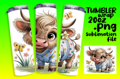 VIBRANT 20oz Tumbler Wrap for Sublimation , Cute Cow Product Image 1