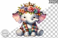 Floral Crown Elephant Sublimation - Clipart Bundle Product Image 11