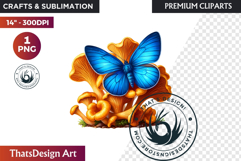 Autumn Butterfly and flower Clipart: Moody Floral PNG Product Image 1