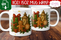 Cute Christmas mug wrap PNG, Gingerbread man mug template Product Image 3
