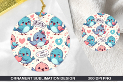 Cute Birds Stained Glass Ornament PNG, Digital Download File Product Image 1