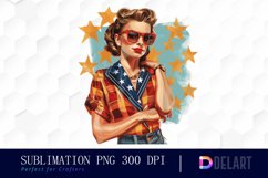 Retro American Mom Watercolor Clipart Product Image 1