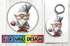 Watercolor Gnome Sublimation Keychain Round Design Holiday Product Image 1