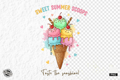 Watercolor Summer Ice Creams Clipart Product Image 1