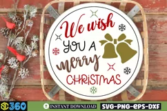 We wish you a merry christmas SVG, christmas round sign svg Product Image 3
