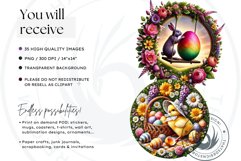 Round Easter clipart Set, Easter bunny, Easter eggs Product Image 2