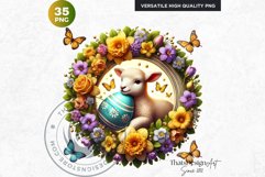 Round Easter clipart Set, Easter bunny, Easter eggs Product Image 4