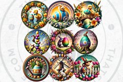 Round Easter clipart Set, Easter bunny, Easter eggs Product Image 5