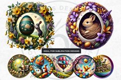 Round Easter clipart Set, Easter bunny, Easter eggs Product Image 6