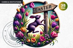 Round Easter clipart Set, Easter bunny, Easter eggs Product Image 7