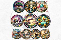 Round Easter clipart Set, Easter bunny, Easter eggs Product Image 8
