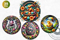 Round Easter clipart Set, Easter bunny, Easter eggs Product Image 9