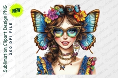 Butterfly Girl With Floral Crown Clipart Png Product Image 1