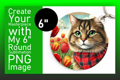 Elegant Keychain Round Design PNG , Cute Cat Product Image 1