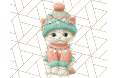 Coral and Aqua Christmas Clipart PNG, Pastel Holiday Art Product Image 3