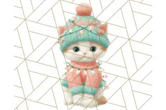 Coral and Aqua Christmas Clipart PNG, Pastel Holiday Art Product Image 3