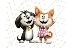 Dog and Cat Friends PNG, Cute Pet Clipart, Funny Animal Art Product Image 3