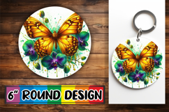 Joyful Circle Keychains Design, Butterfly Product Image 1