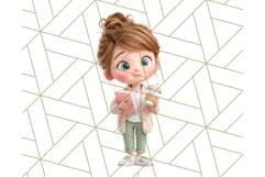 Kawaii City Girl PNG Clipart, Soft Dreamy Style Clip Art Product Image 3