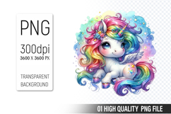 Cute Unicorn Clipart PNG, Printable Animals, Wildlife Design Product Image 1